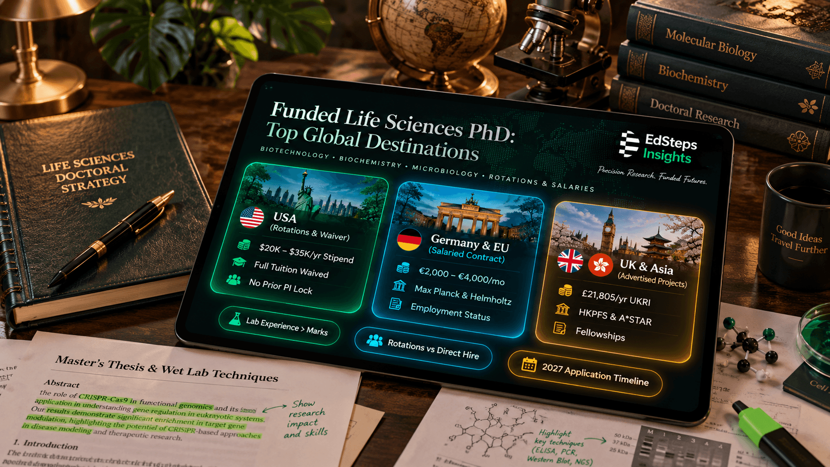 Funded life sciences PhD destinations, stipends and admissions guide for Indian students, 2027 intake